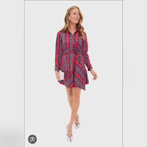 NWT Vineyard Vines Taffeta Tie-Waist Shirtdress Size 6 In Balsam Plaid